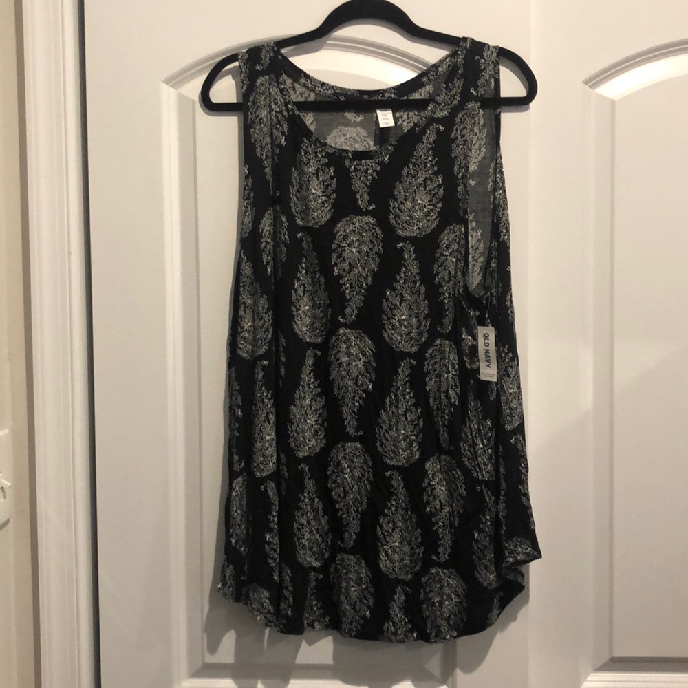 NWT - black tank with floral detail